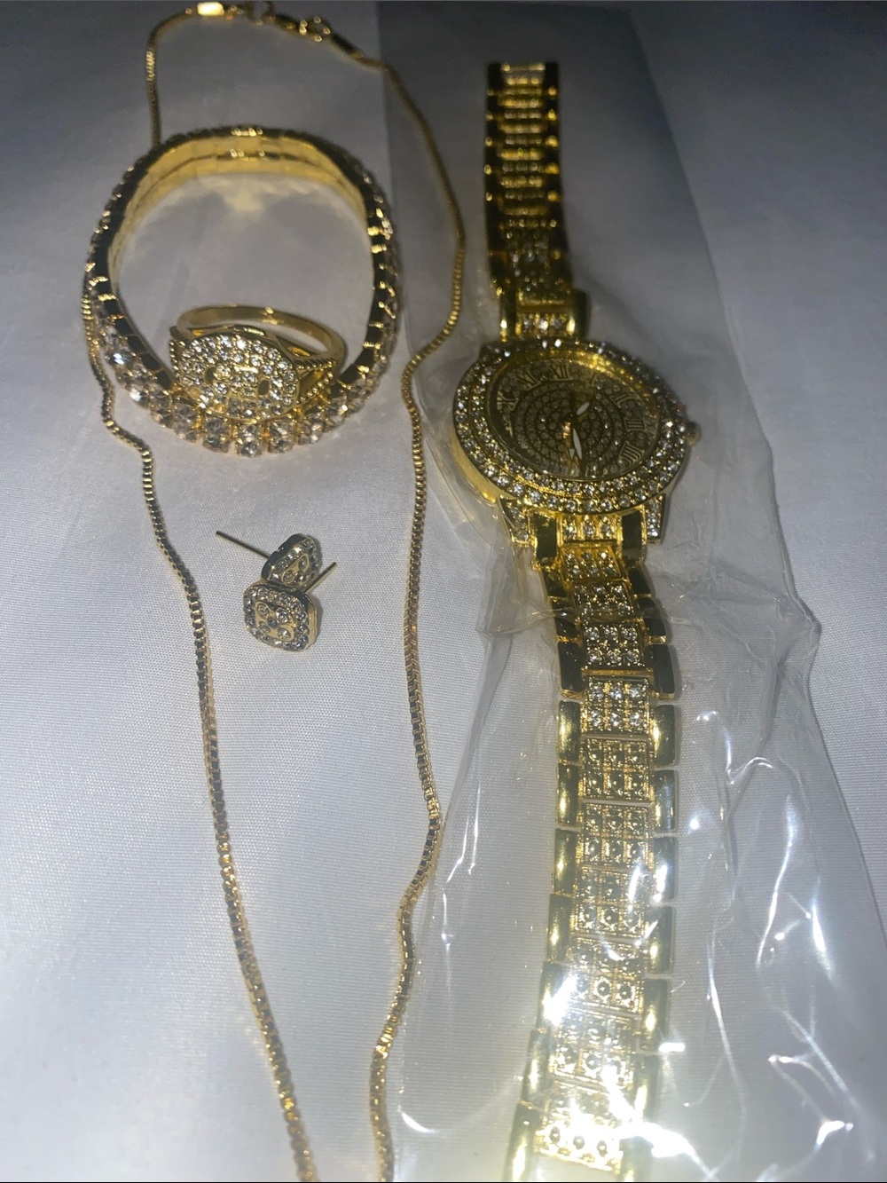 Gold Toned Crystal Pendant Necklace for Women - Elegant Sparkle BUNDLE